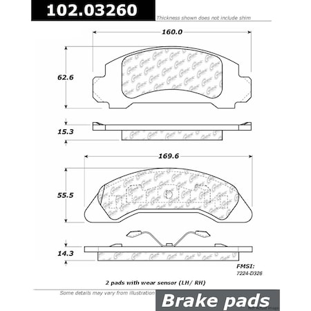 Centric Parts METALLIC BRAKE PAD W/SHIMS 102.0326